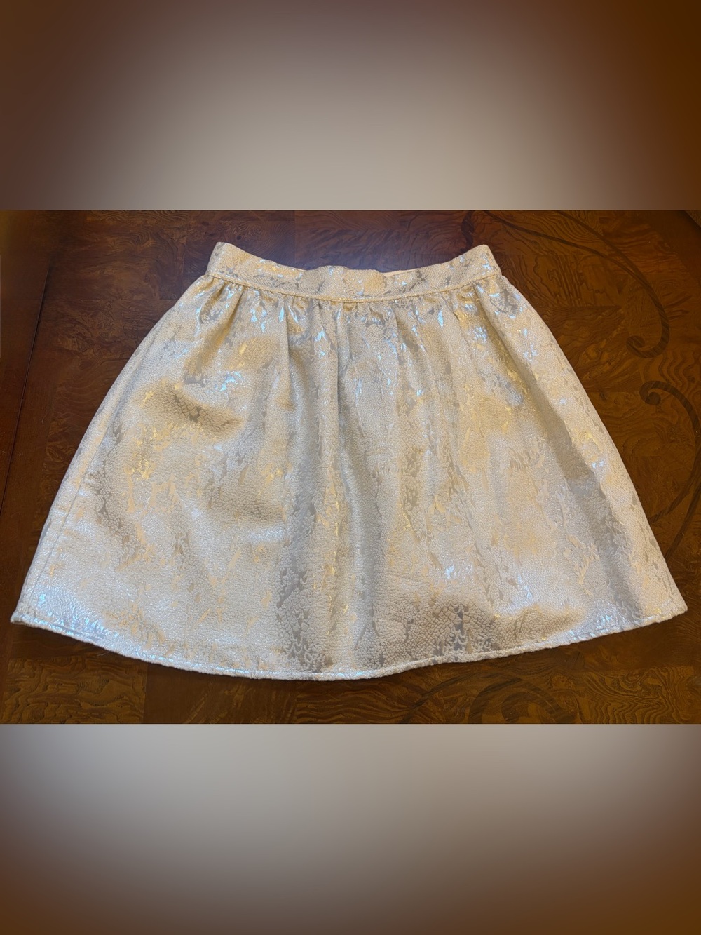 Copper Key Shimmery Cream Jacquard Circle Skirt